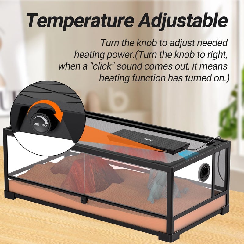 Oiibo Reptile Heat Panel Adjustable Temperature 60W Reptile Heater for Terrariums, Energy Efficient & Non-Light Reptiles Heating Plate for Snakes,Crested Gecko,Leopard,Turtles - Image 3